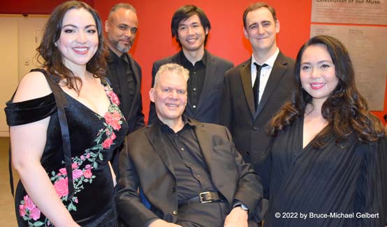 (left to right) Raquel González, Jainardo Batista, Steven Blier, Shawn Chang, Federico De Michelis, & Nicoletta Berry - Photo by Bruce-Michael Gelbert