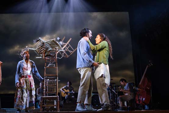 (l to r) Jordan Laviniere as the Leader of the Moors, Ricardo Castro as Heathcliff, Eleanor Sutton as Catherine in Wuthering Heights. Photo by Jimmy O'Shea