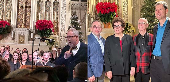 David Chase, right, reading “A Visit from St Nicholas” - L to R, Josh Clayton, Judith Clurman, Billy Cutter and Pierre Jalbert - photos by Sherri Rase