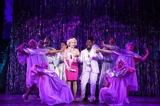 Erin Kommor, Sherrod T. Brown and the cast of“Grease” at Bucks CountyPlayhouse throughSeptember 8, 2024 -Photo by Joan Marcus